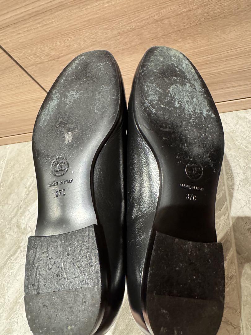 CHANEL ブラックレザー ローファー 37
