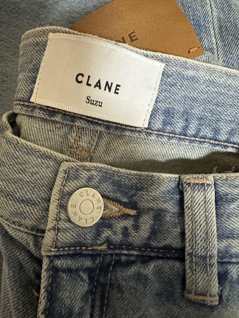 CLANE タックワイドデニムパンツ　アイスブルー