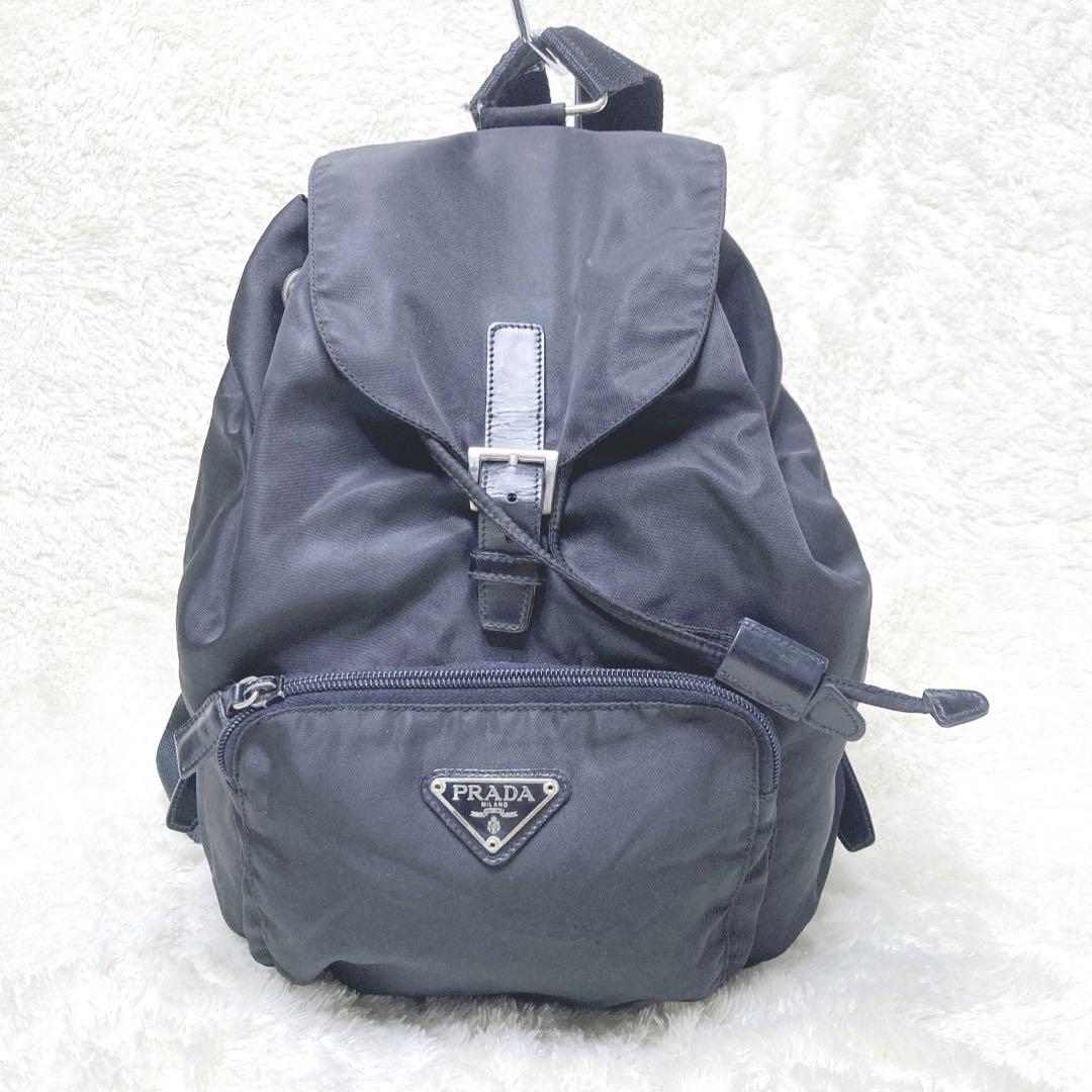 【Ｇカード付】プラダ リュック テスートナイロン 巾着 三角ロゴ 白タグ PRADA]】リュック 三角ロゴ 白タグ テスートナイロン レザー