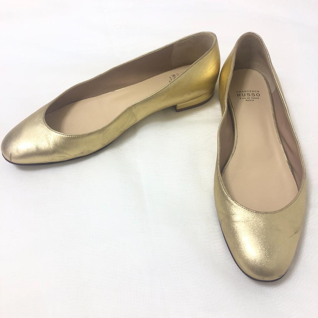 フランチェスコルッソ　ゴールドフラットシューズ　Francesco Russo
