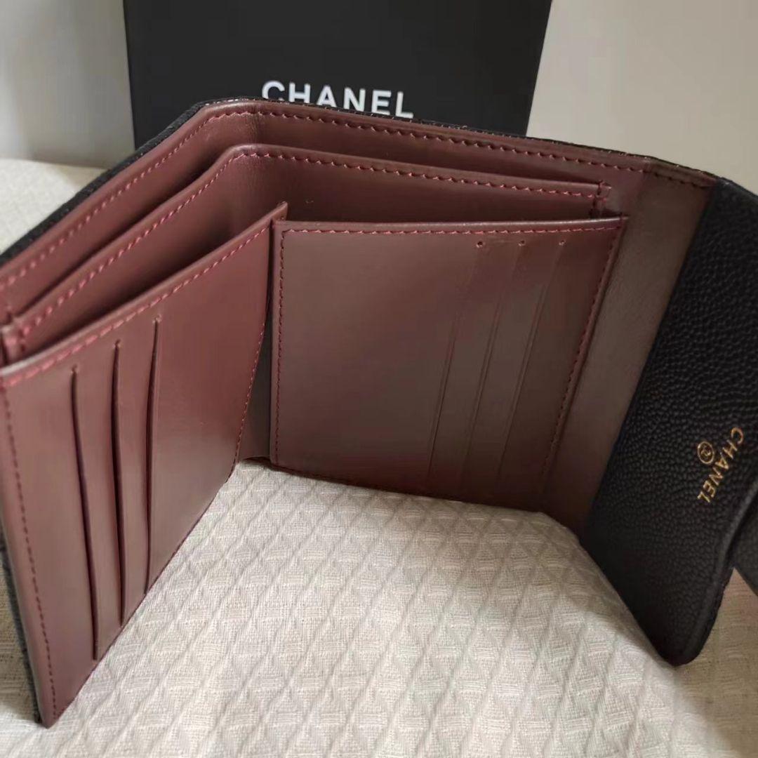 シャネル CHANEL スモール ウォレット キャビアスキン 三つ折財布 画像8