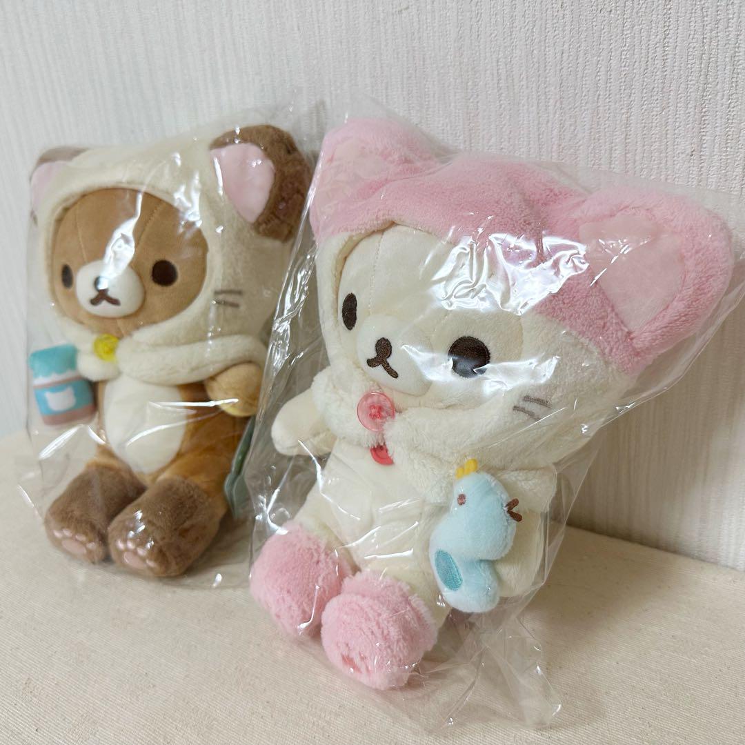 リラックマ　ねこねこの湯　ぬいぐるみ　猫　ネコ　ねこ着　帽子　着脱可能