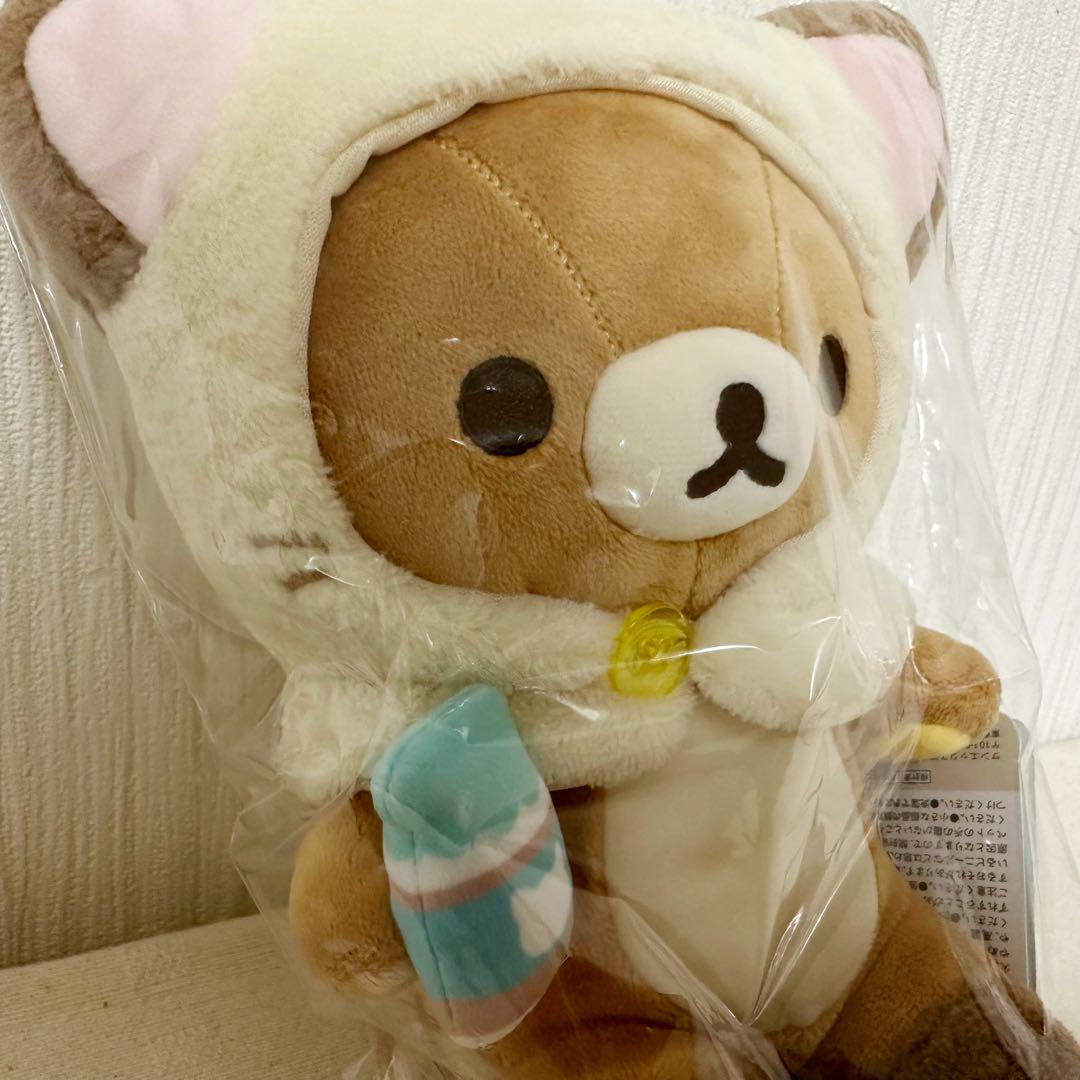 リラックマ　ねこねこの湯　ぬいぐるみ　猫　ネコ　ねこ着　帽子　着脱可能