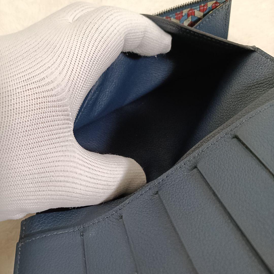 マ*ナ様 エルメス シチズンツイルロング シルクイン 長財布 ネイビー ヴォース