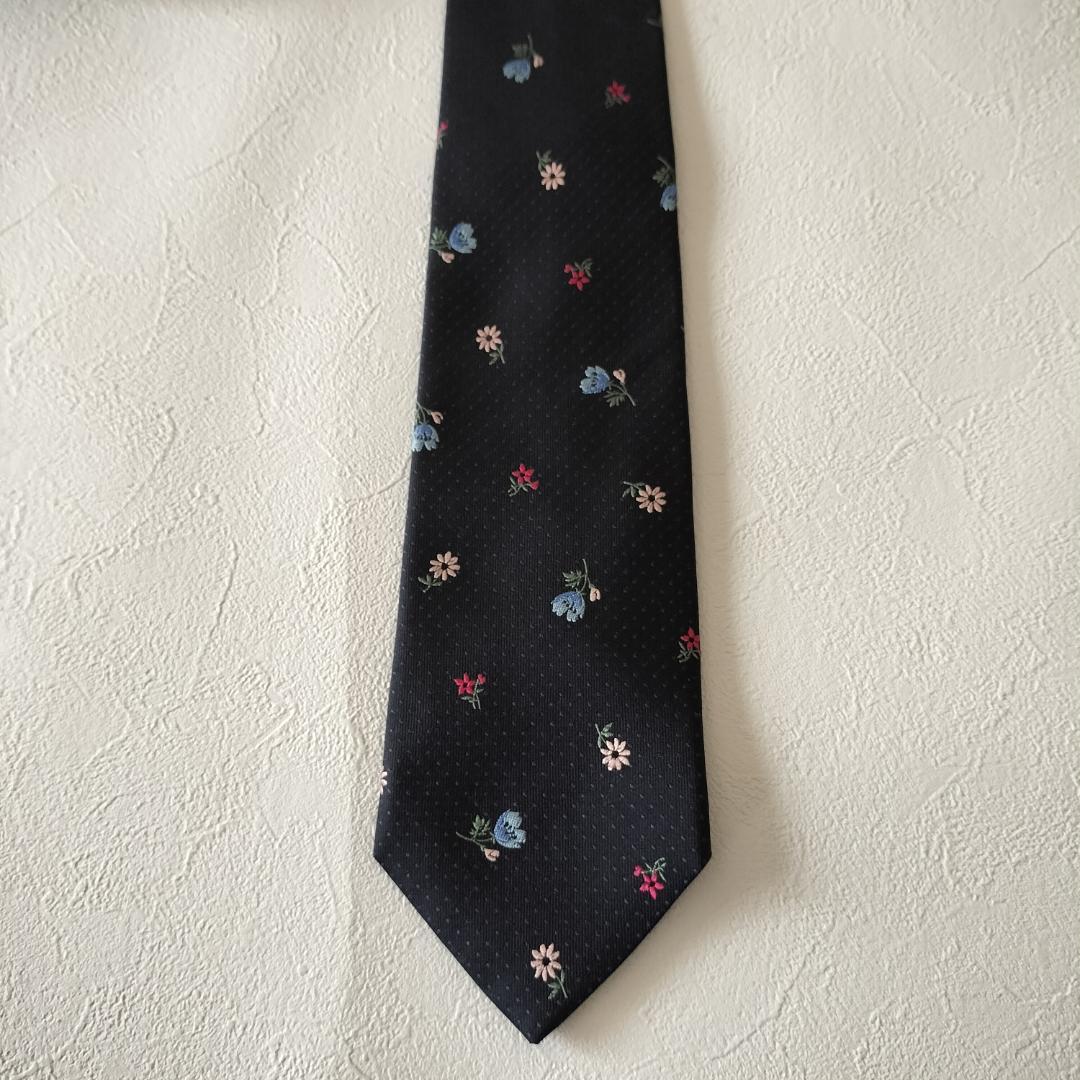 美品✨️ポールスミス ネイビー 花柄 ネクタイ 日本製