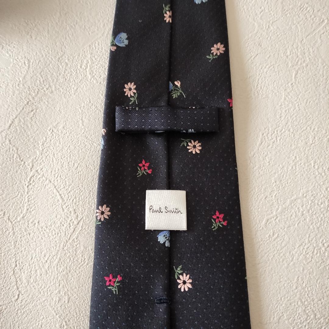 美品✨️ポールスミス ネイビー 花柄 ネクタイ 日本製