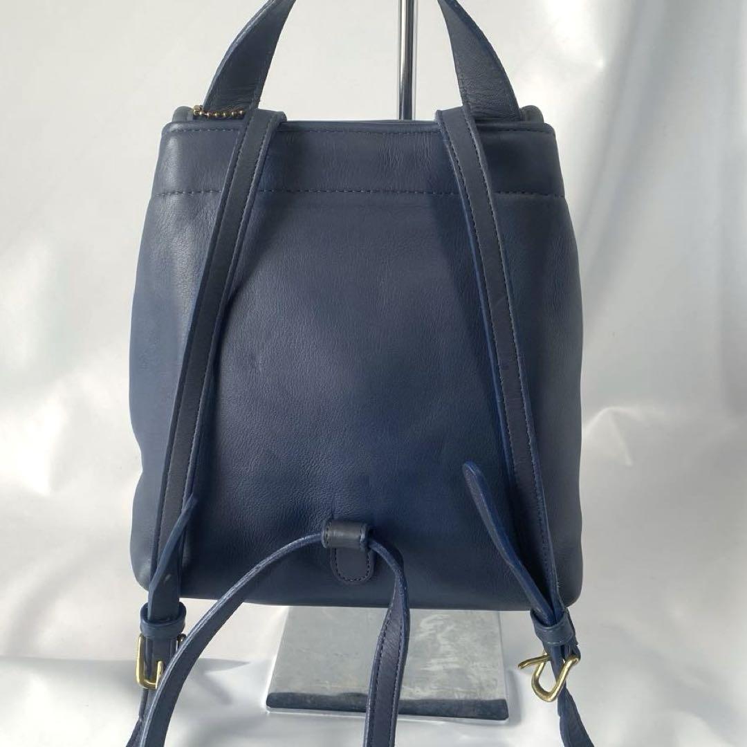 大人女性の ミニリュック COACH OLD ブルー 青 グラブタンレザー D5C-4152 バッグ