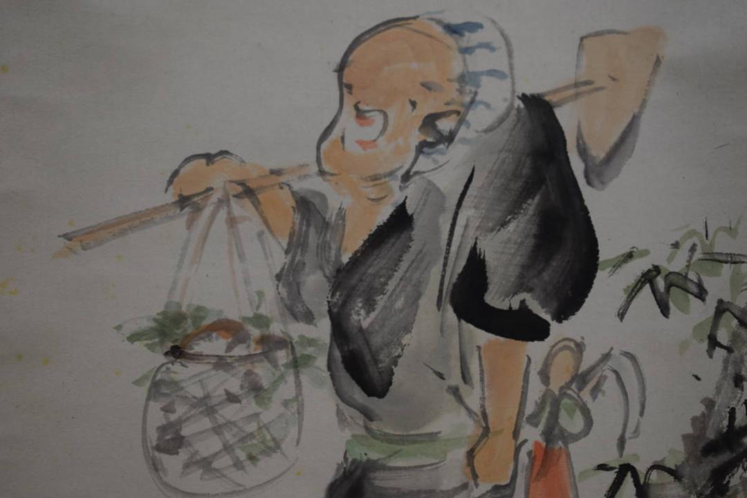 真作/楳僊/茸採/桐共箱付/布袋屋掛軸HG-203 真作/楳僊/茸採/桐共箱付/布袋屋掛軸HG-203
