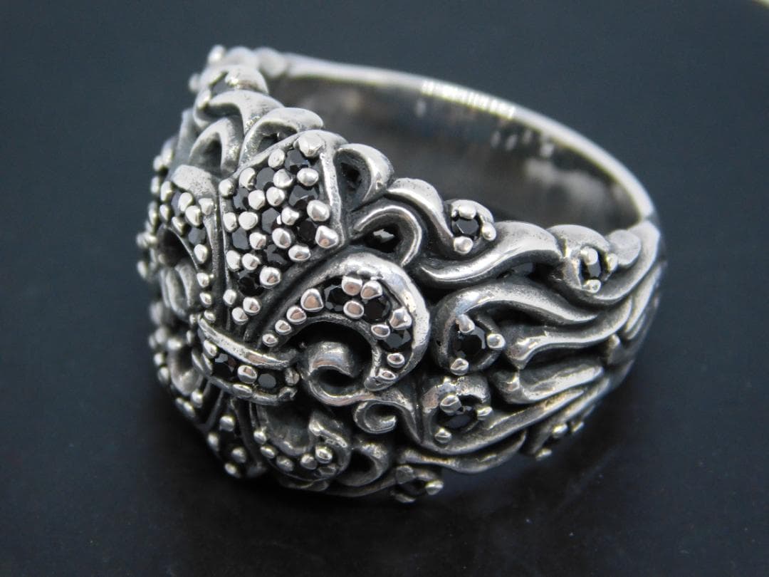 19号 新品 ナチュラルボーンアディクション ユリ ジルコニア リング 黒