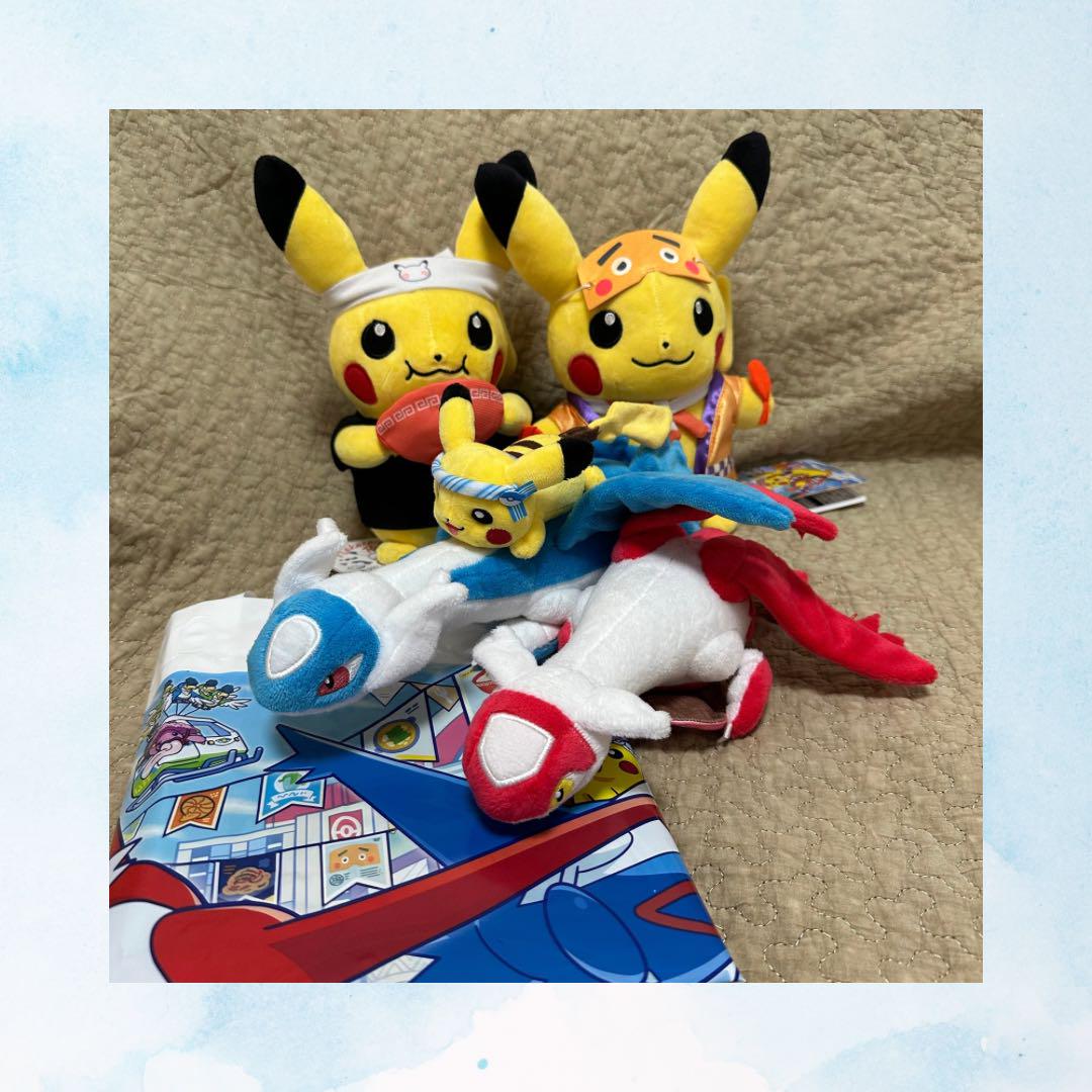 ポケモンセンターフクオカ　ぬいぐるみ3点　ショッパー付き　福岡　ピカチュウ