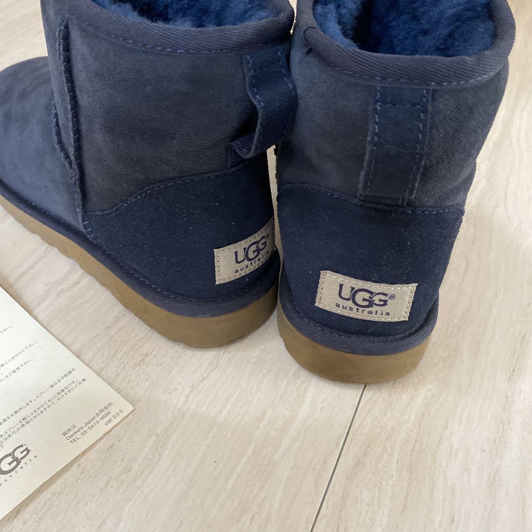 ファッションの UGG ムートンミニブーツ ネイビー 24.0㎝ 美品 靴