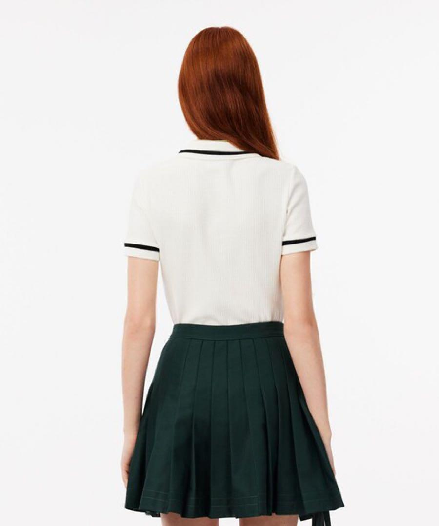 Lacoste ホワイト ジップアップポロシャツ 半袖
