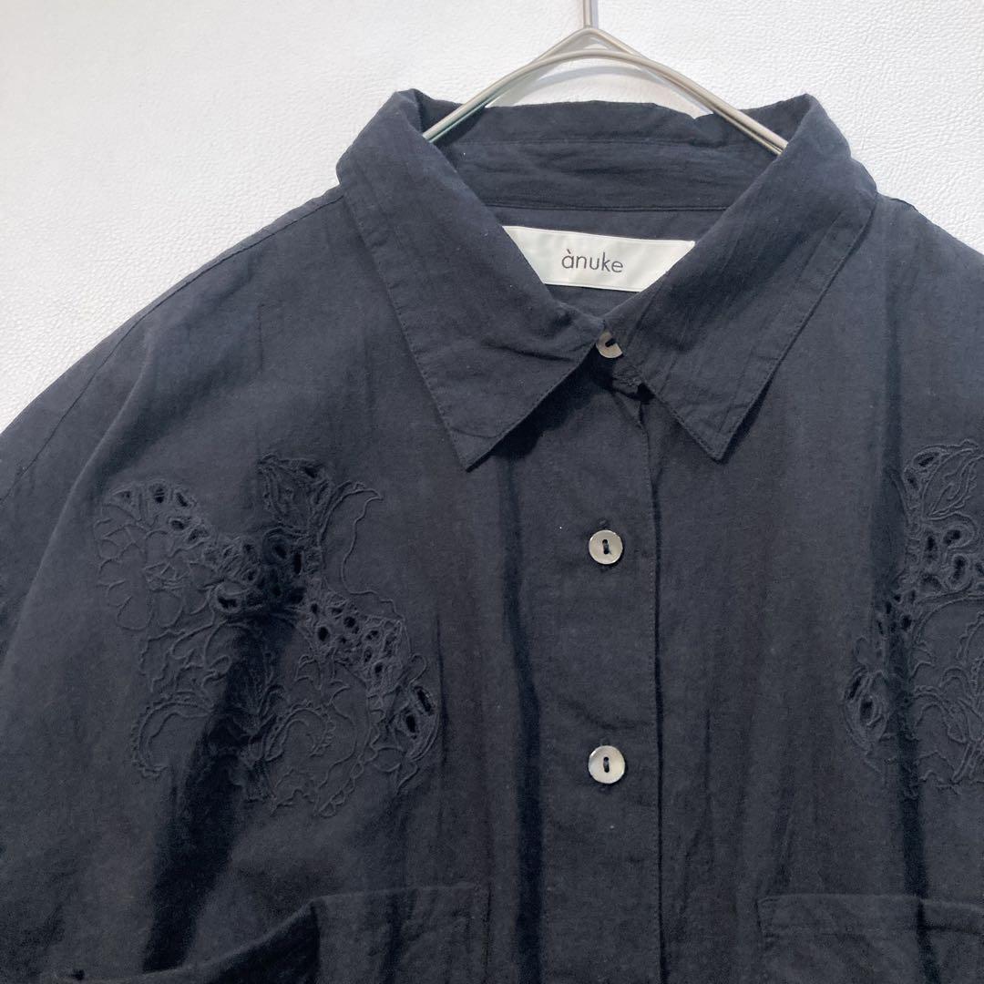 r.h様専用】anuke Cutwork Lace Shirts ブラック - メルカリ