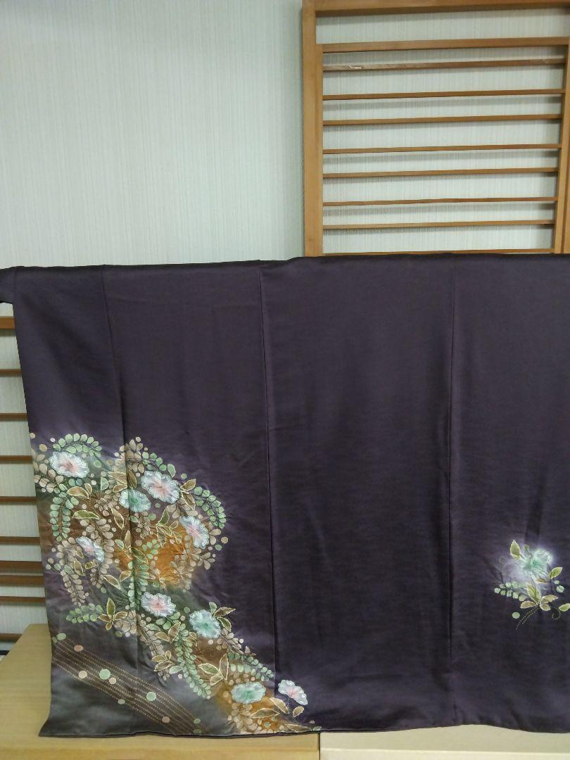 最終値下げ 訪問着 京友禅 辻ヶ花 深紫色 暈し 袷 地紋 美品 最終値下げ 訪問着 京友禅 辻ヶ花 深紫色 暈し 袷 地紋 美品