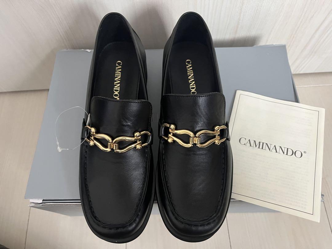 CAMINANDO ローファー　ブラック　ゴールド金具　37 Caminando 黒 ローファー ゴールド金具