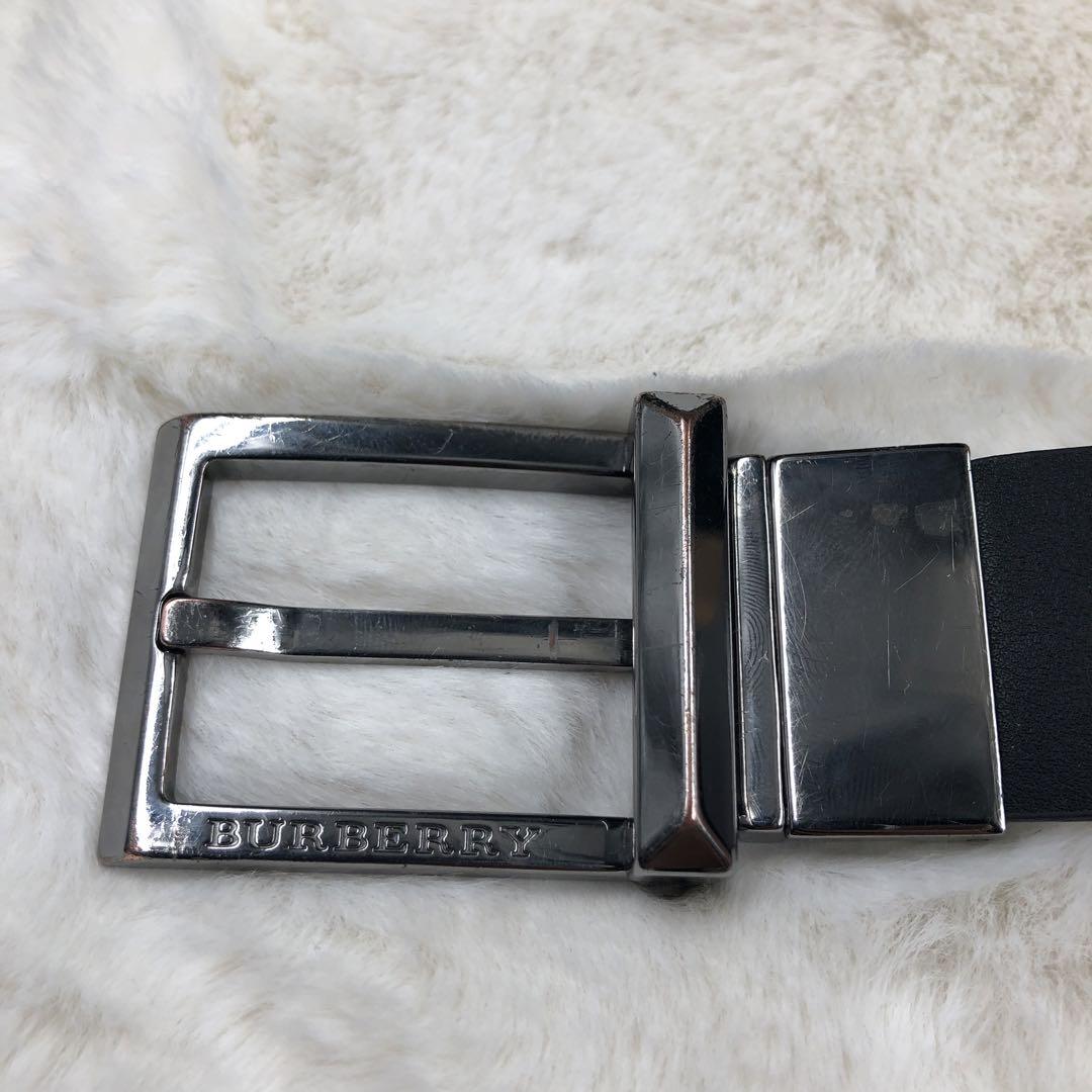 美品✨バーバリー ベルト ハトメピン ビジネス ブラック シルバー金具 回転式