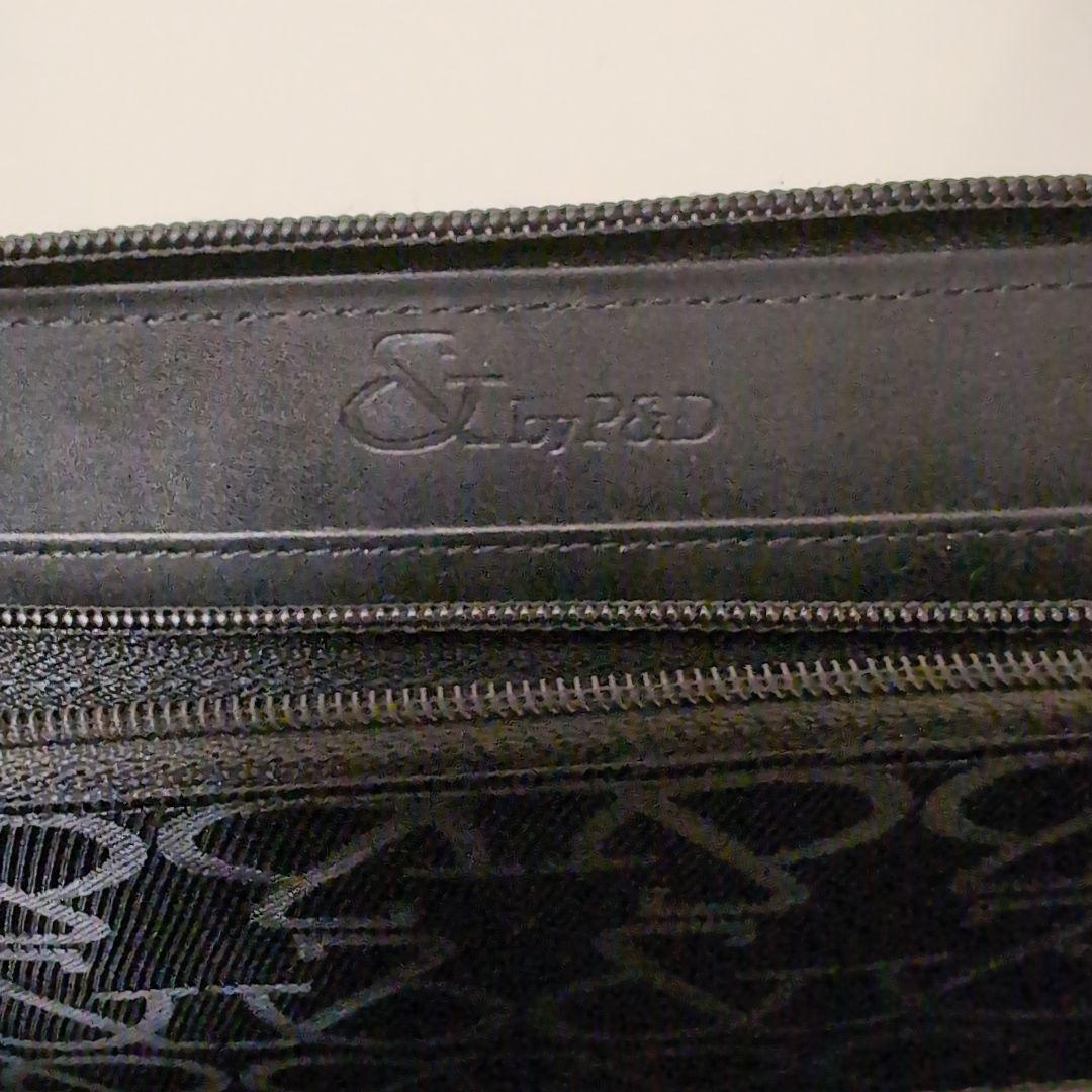 by P＆D モノグラム 長財布 ロゴプリント グレー/ネイビー