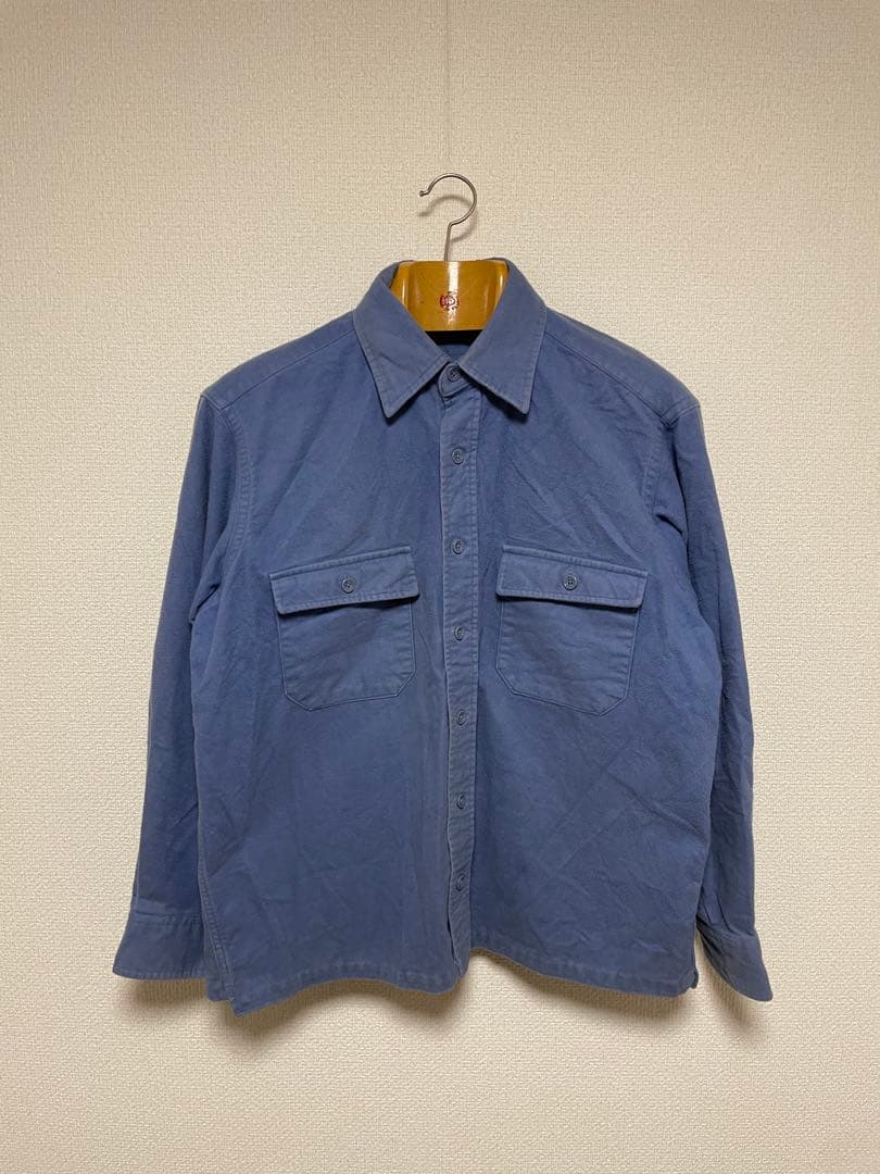 80s USA製L.L. BEAN サックスカラー シャモアクロス ネル シャツ