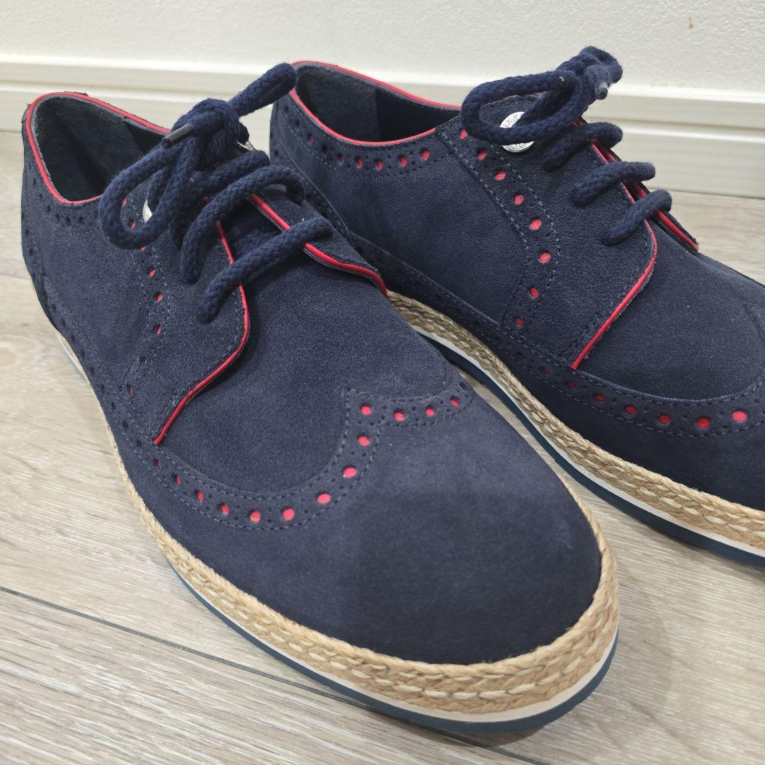 ネイビー スエード エスパドリーユ靴