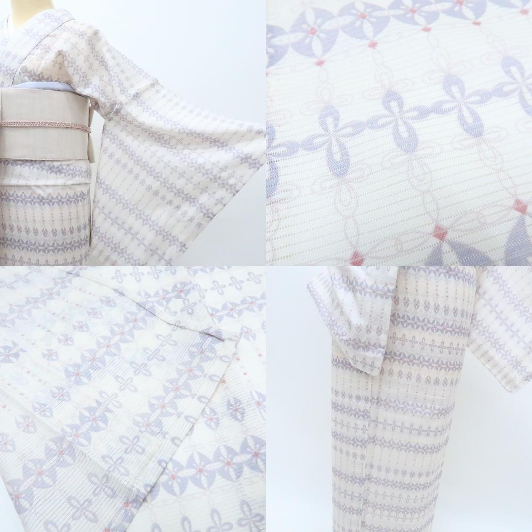 Y3182◆新 洗える夏着物 絽 仕付け糸付 トールサイズ 小紋