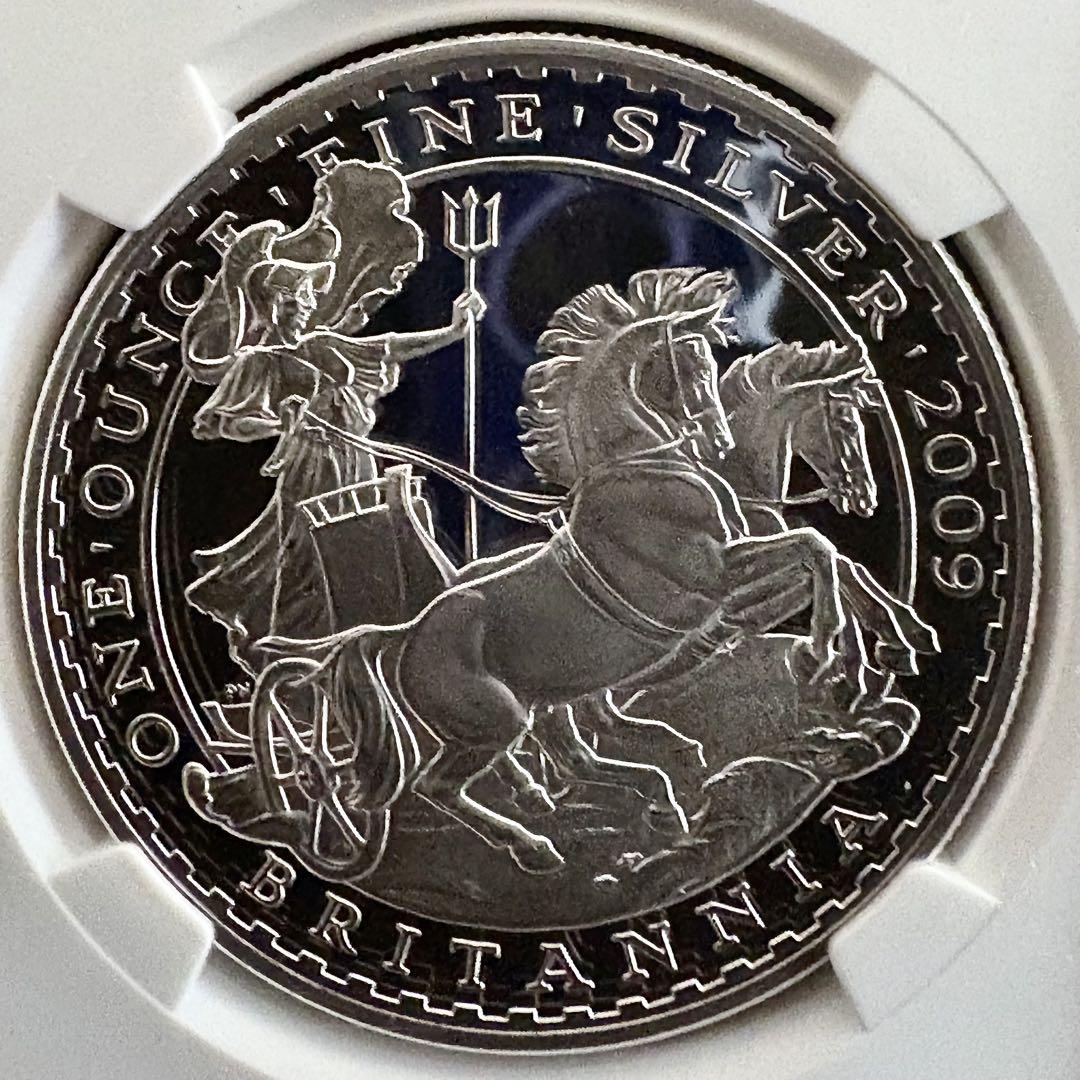 2009 イギリス ブリタニア 2ポンド 1オンス 銀貨 NGC PF69 UC