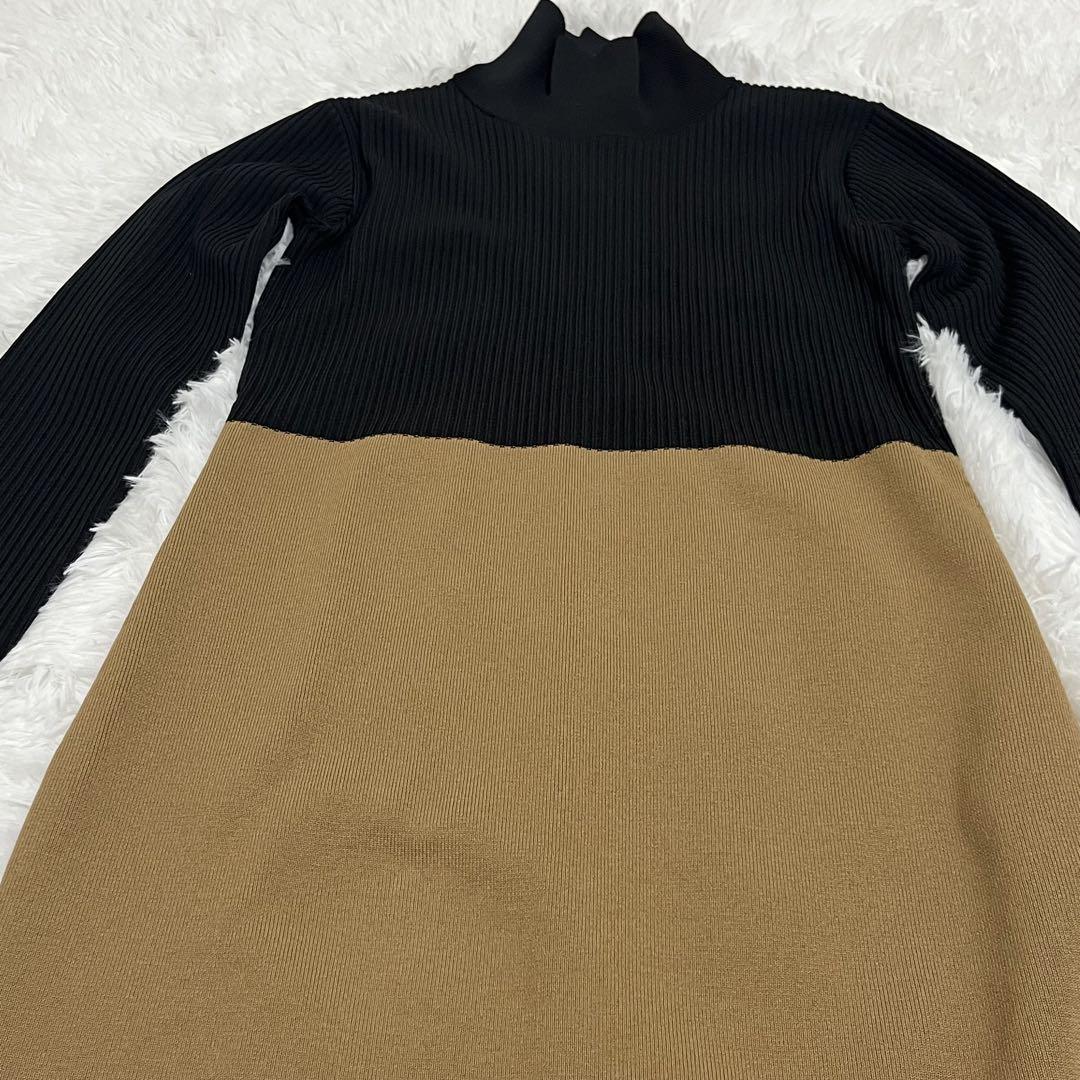 ★美品★ノーブル カラーブロックニットワンピース　バイカラー FREESIZE
