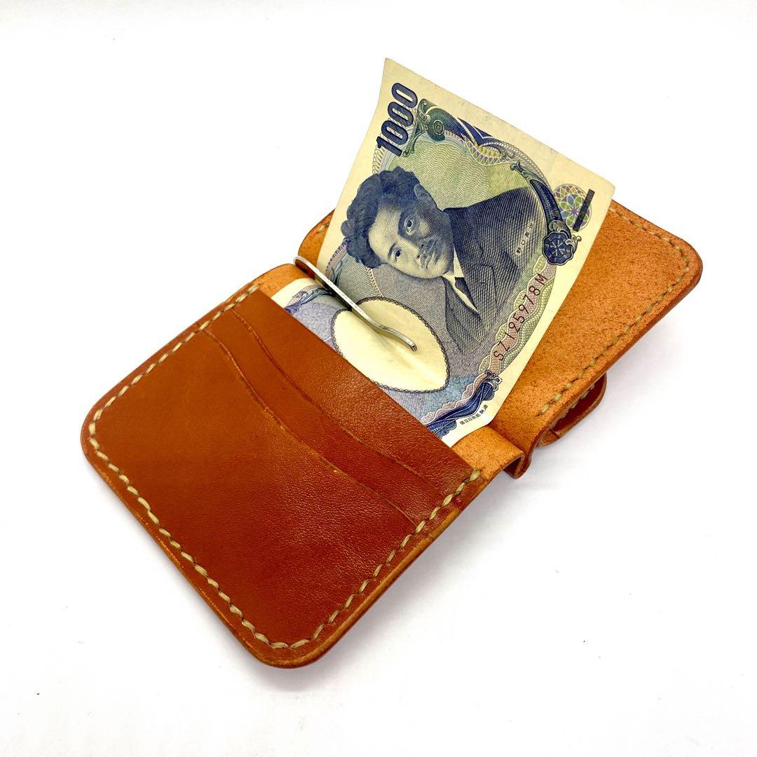 ‼️SALE‼️本革マネークリップ　ミニ財布　ナバホデイジーコンチョ 茶　キャメル