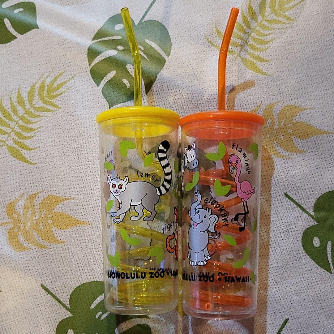 Hawaii ハワイホノルル動物園ストロー付きコップ