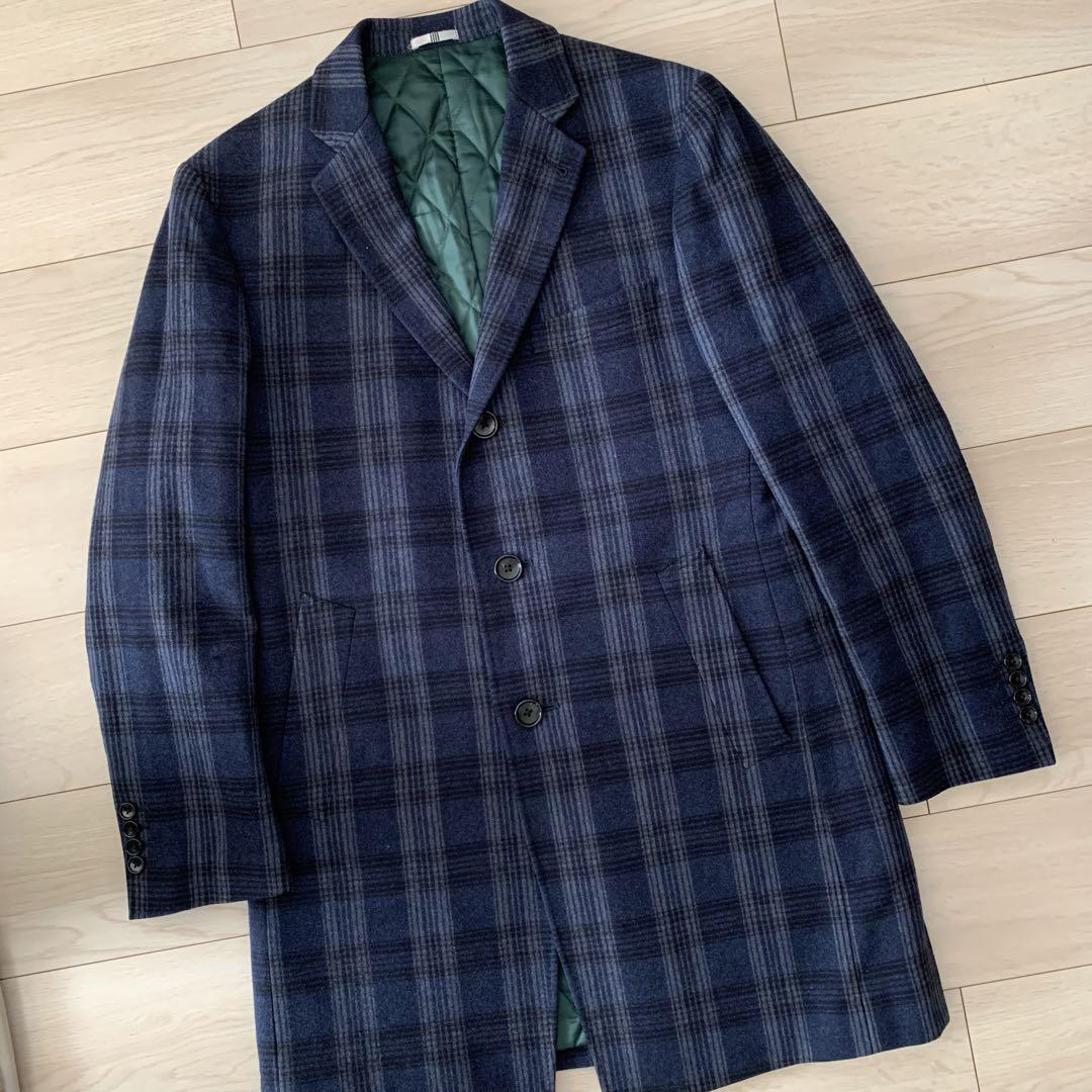 美品　SUITSELECTイタリア生地　ウール　チェスターコート　キルティング