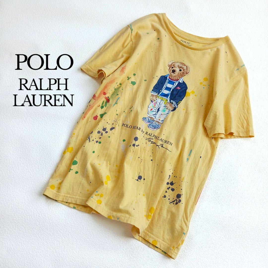 ポロラルフローレン ポロベアTシャツ イエロー 160 レディースM ペンキ