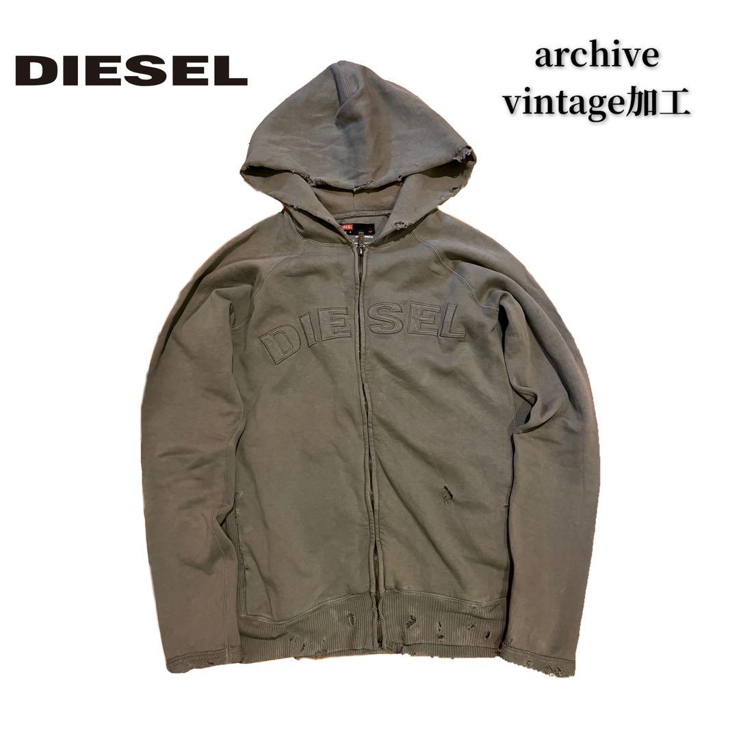 DIESEL - DIESEL ダメージ加工 ジップアップパーカーの通販 by