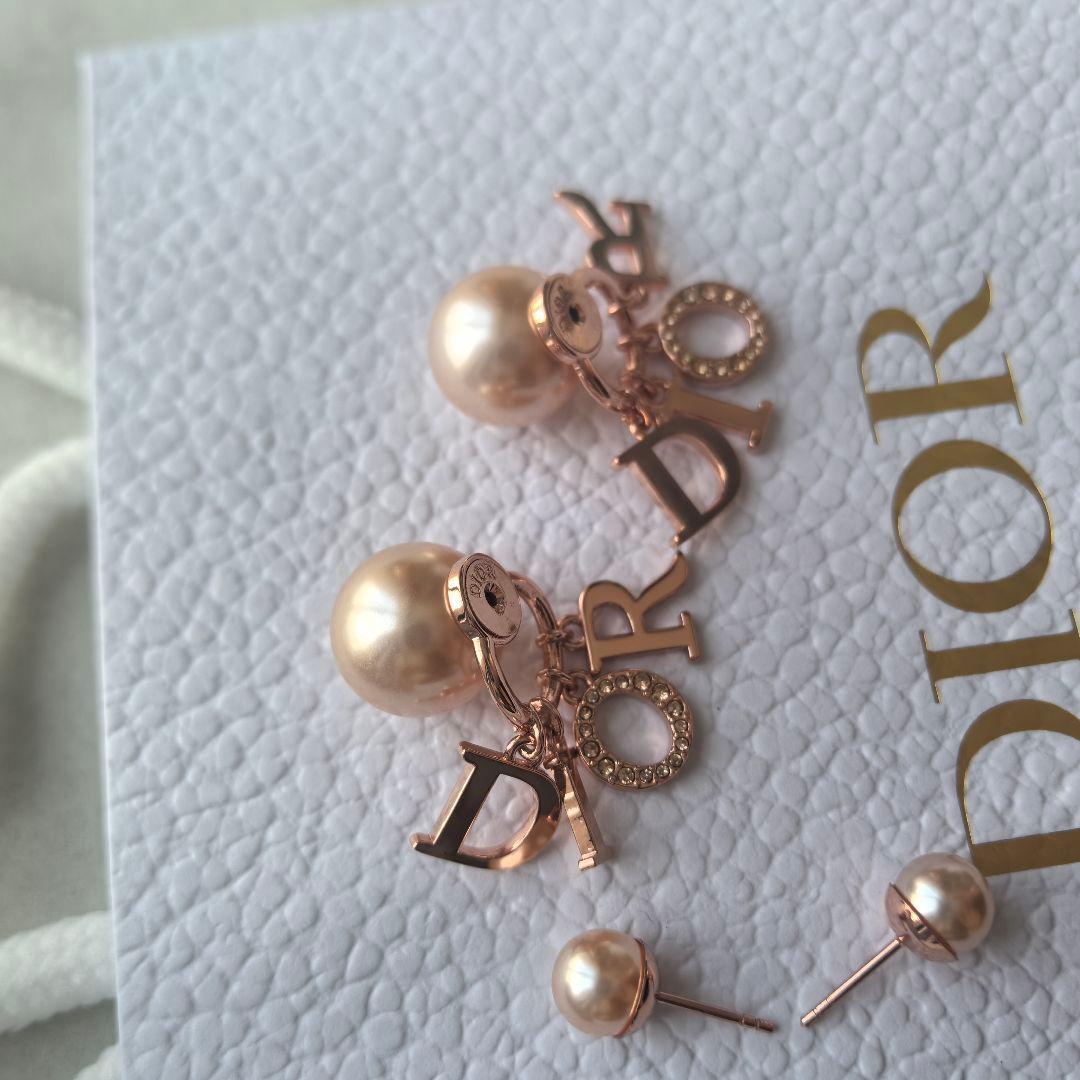明白な パール TRIBALES ピアス ピンク クリップイヤリングChristian Dior 片手で持てる