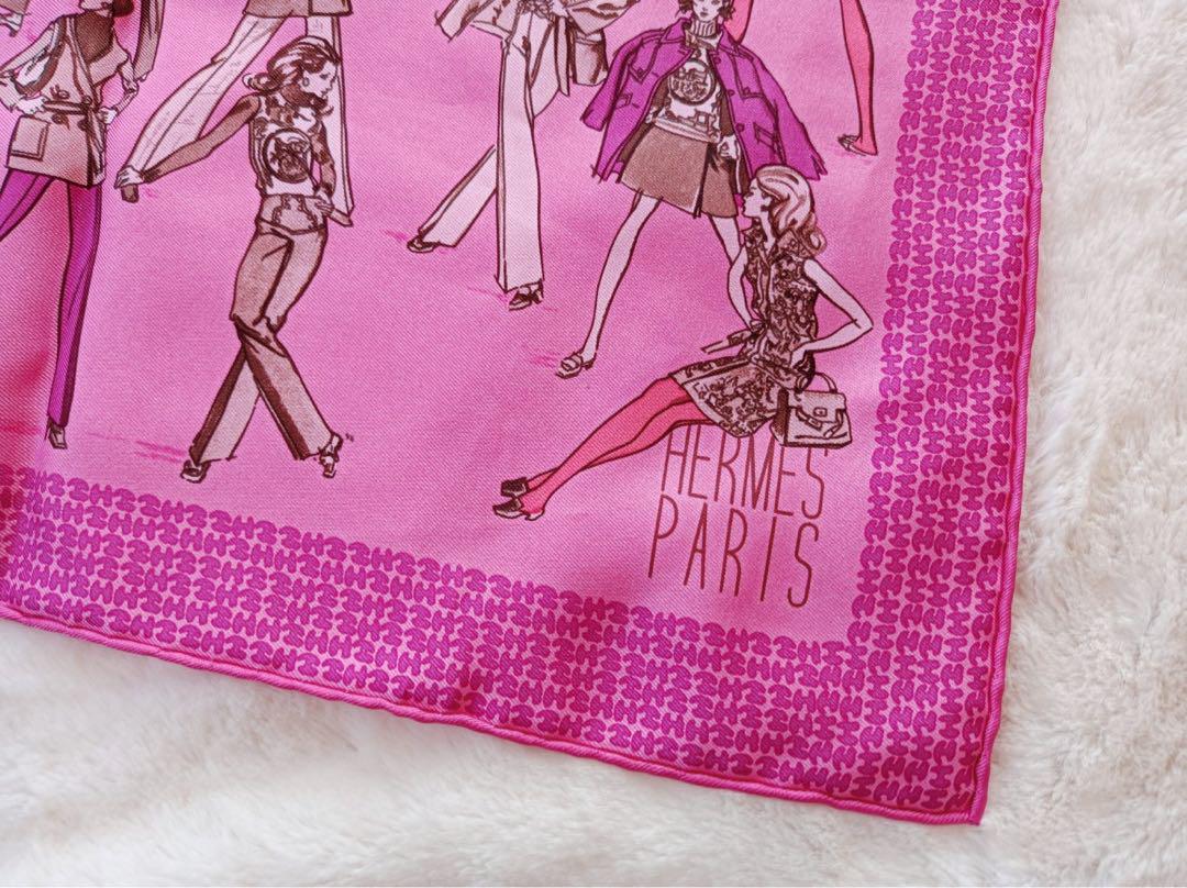 HERMES ピンク スカーフ ファッションイラスト カレ40