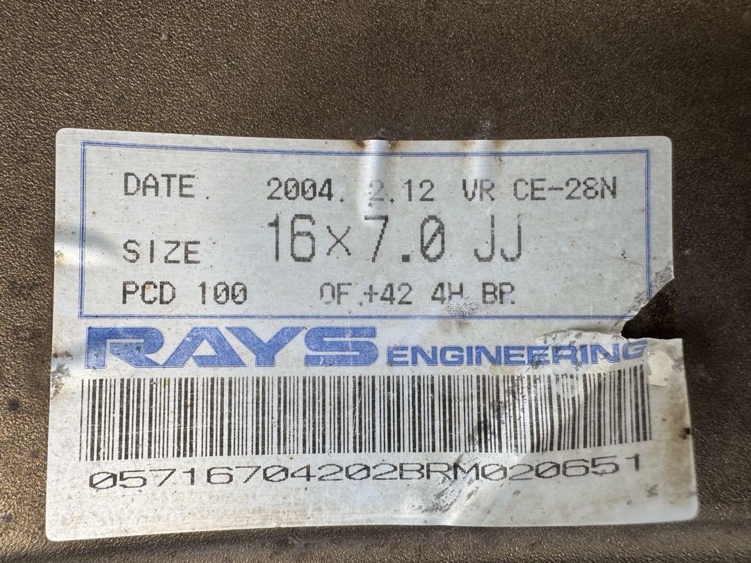 RAYS CE28N(pcd100 4H 7j＋42) タイヤホイールセット