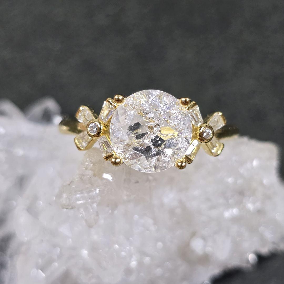 虹入りクラック水晶　リング　虹入りクラッククォーツ　指輪