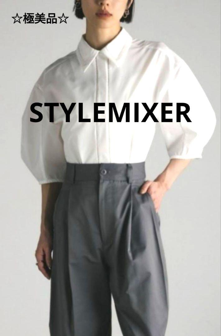 【極美品】＜STYLE MIXER＞スタイルミキサー　ラダーレースシャツ　白　F