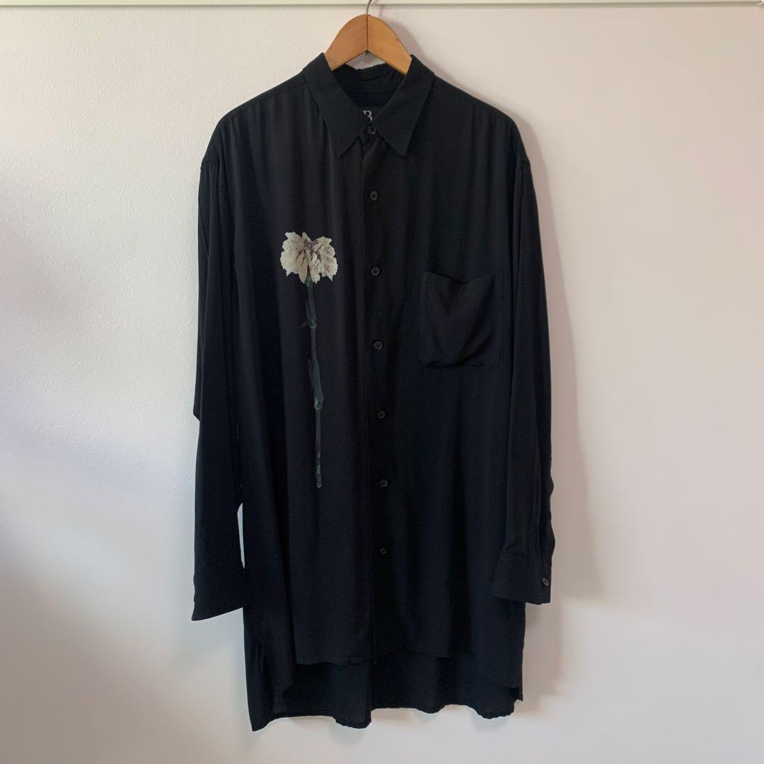 B yohji yamamoto レーヨンブラックロングブラウス