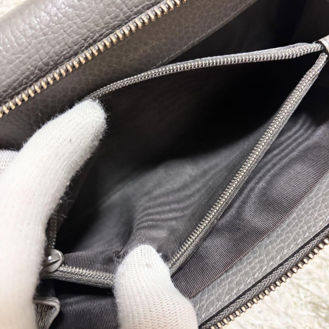 【美品✨】グッチ 長財布 オーガナイザー インターロッキング シボ革 グレー