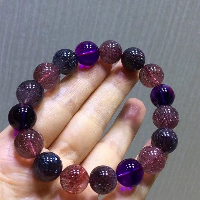 高級】フラワー パープルルチル スーパーセブン ブレスレット 12.5mm