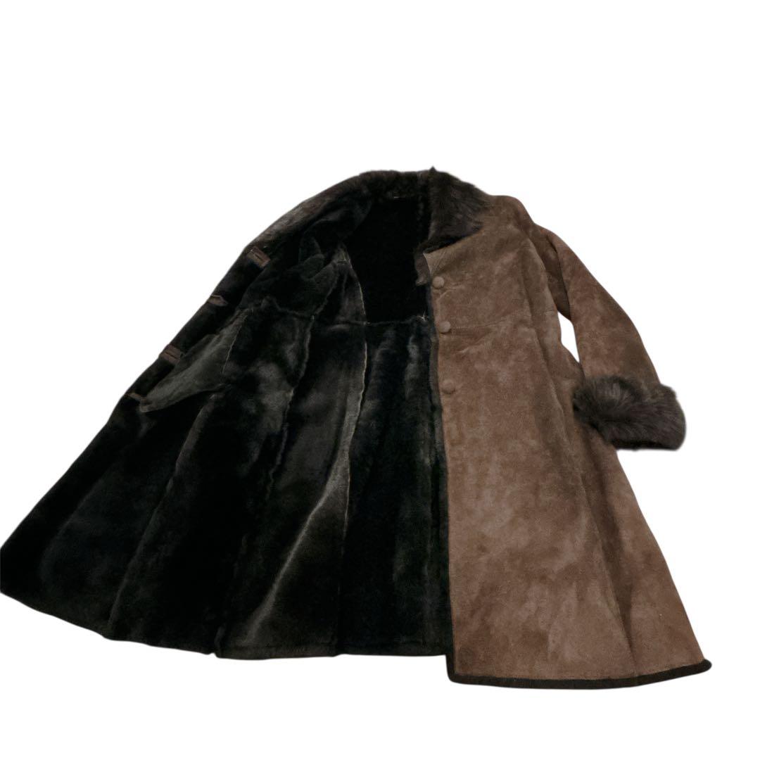 美品✨ リアルムートン コート ロング ラム ブラウン M 美品✨ リアルムートン コート ロング ラム ブラウン M