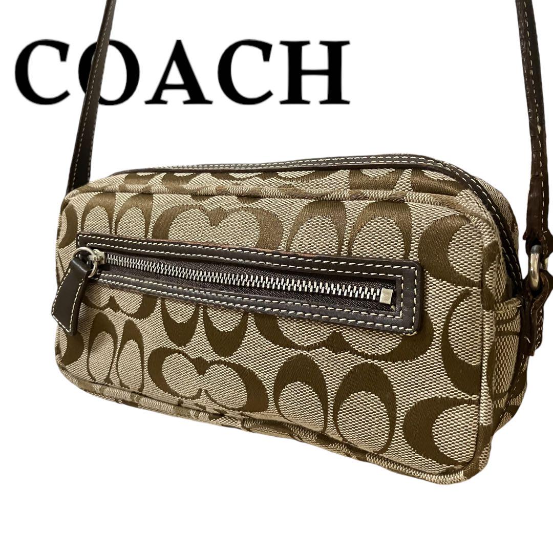 【受注生産品】 美品 COACH ショルダーバッグ 型番6073 シグネチャー ブラウン バッグ
