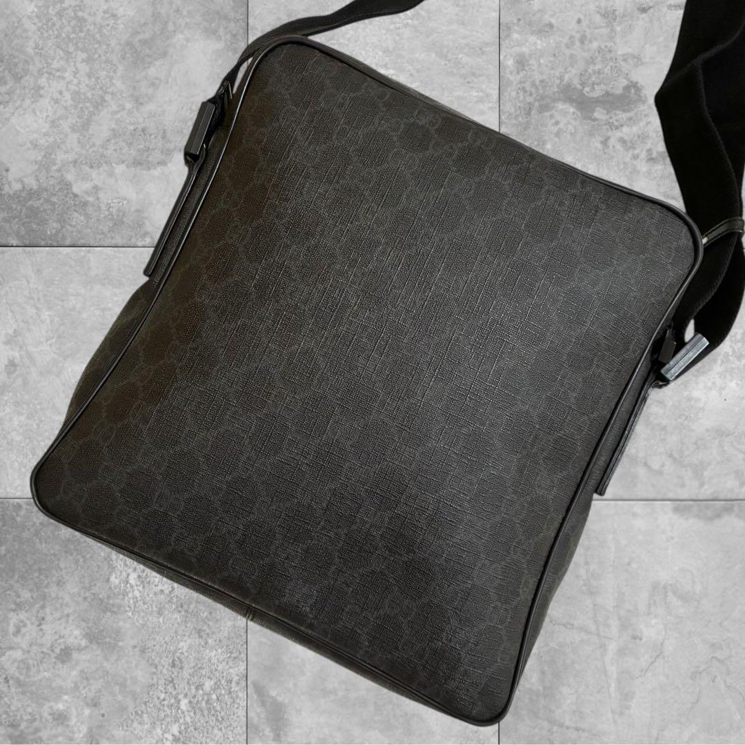 【美品】GUCCI GGスプリーム ショルダーバッグ クロスボディ スクエア 黒