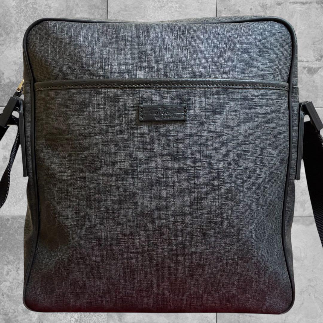 【美品】GUCCI GGスプリーム ショルダーバッグ クロスボディ スクエア 黒