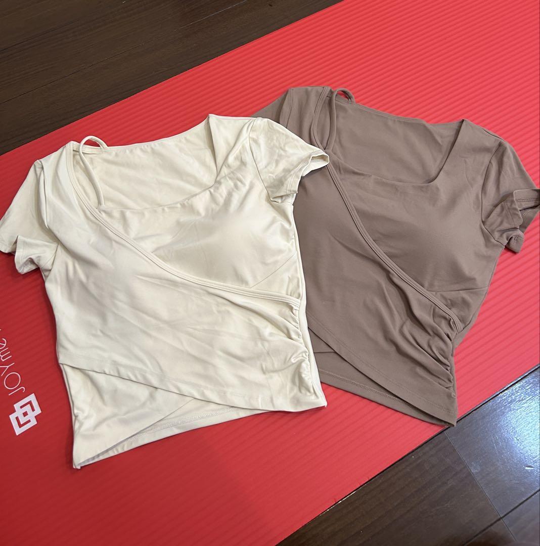 2枚セット　ヨモ　裾交差 アシンメトリー 半袖Tシャツ パッド付き　Mサイズ