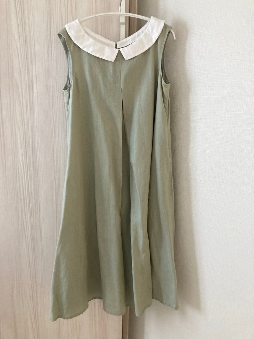 Rene ルネ フラワーレース襟　リネンワンピース 34 K6549933639