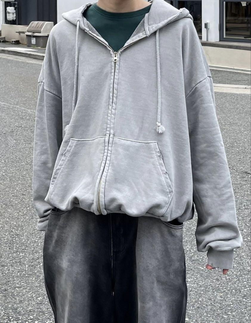 Chikashitsu +damage zip up hoodie 3color
