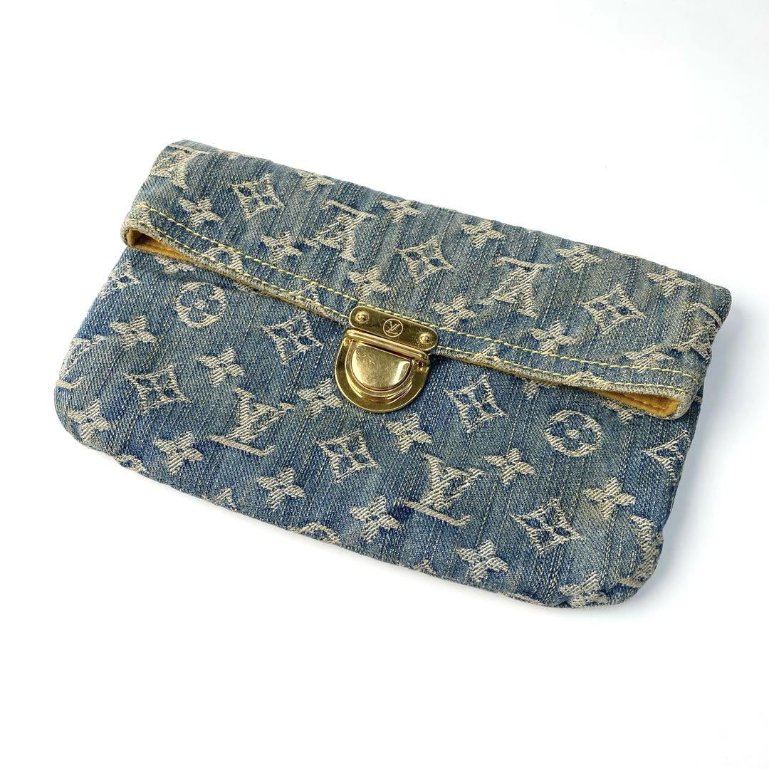 LOUIS VUITTON ポーチ モノグラムデニム ポシェット・プラット