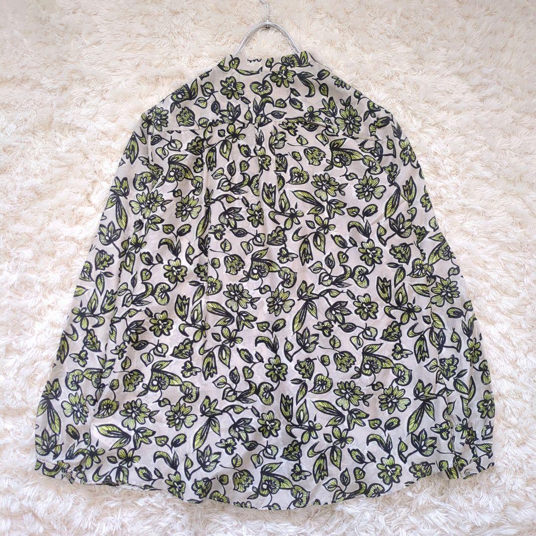 美品⭐︎トゥモローランド　シルク100%　ボウタイブラウス　花柄　クローバー
