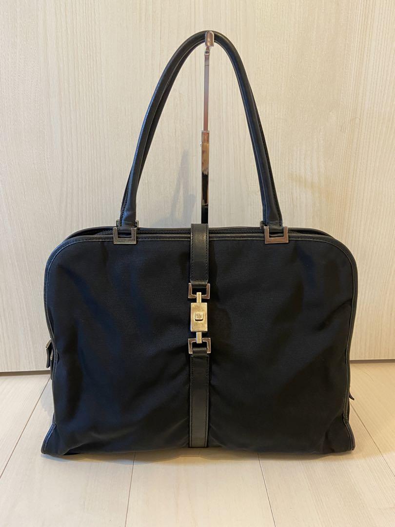 GUCCI トートバッグ ジャッキー ナイロン ブラック レザー