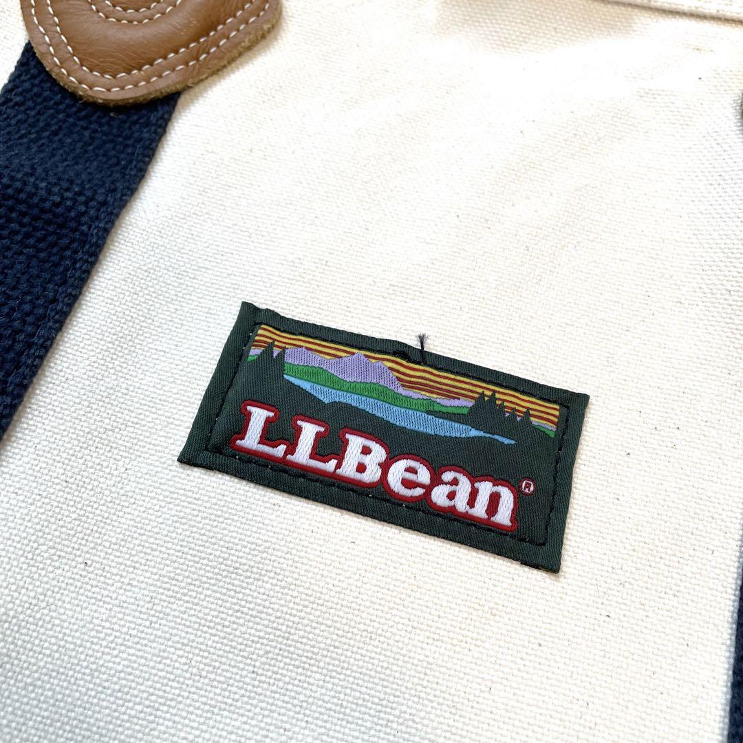 【良品】90s USA製 エルエルビーン レザーハンドル ネイビー トートバッグ